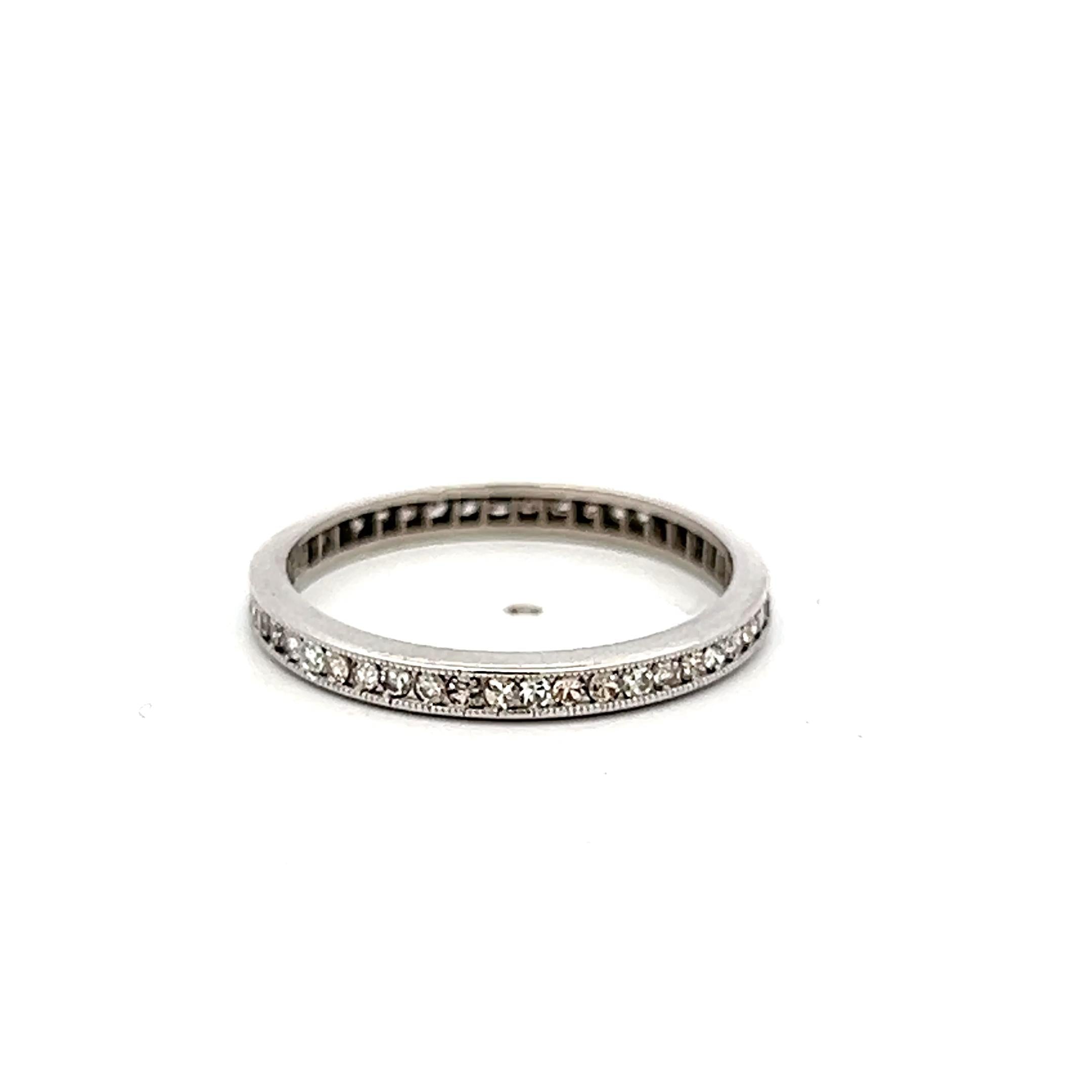 Vintage Platinum Eternity Band Ring with 0.36 Carat Round H-SI Diamonds Size 7