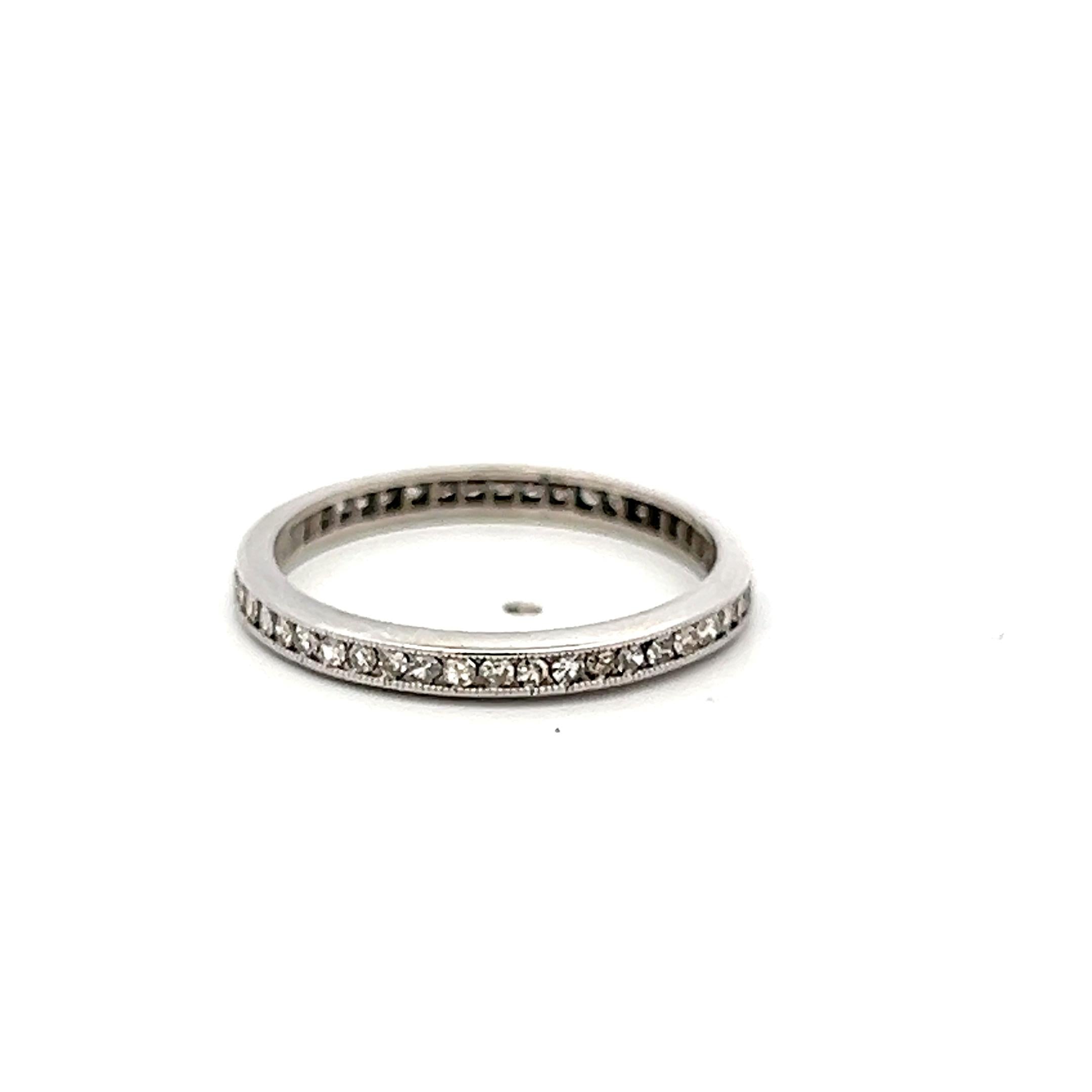 Vintage Platinum Eternity Band Ring with 0.36 Carat Round H-SI Diamonds Size 7