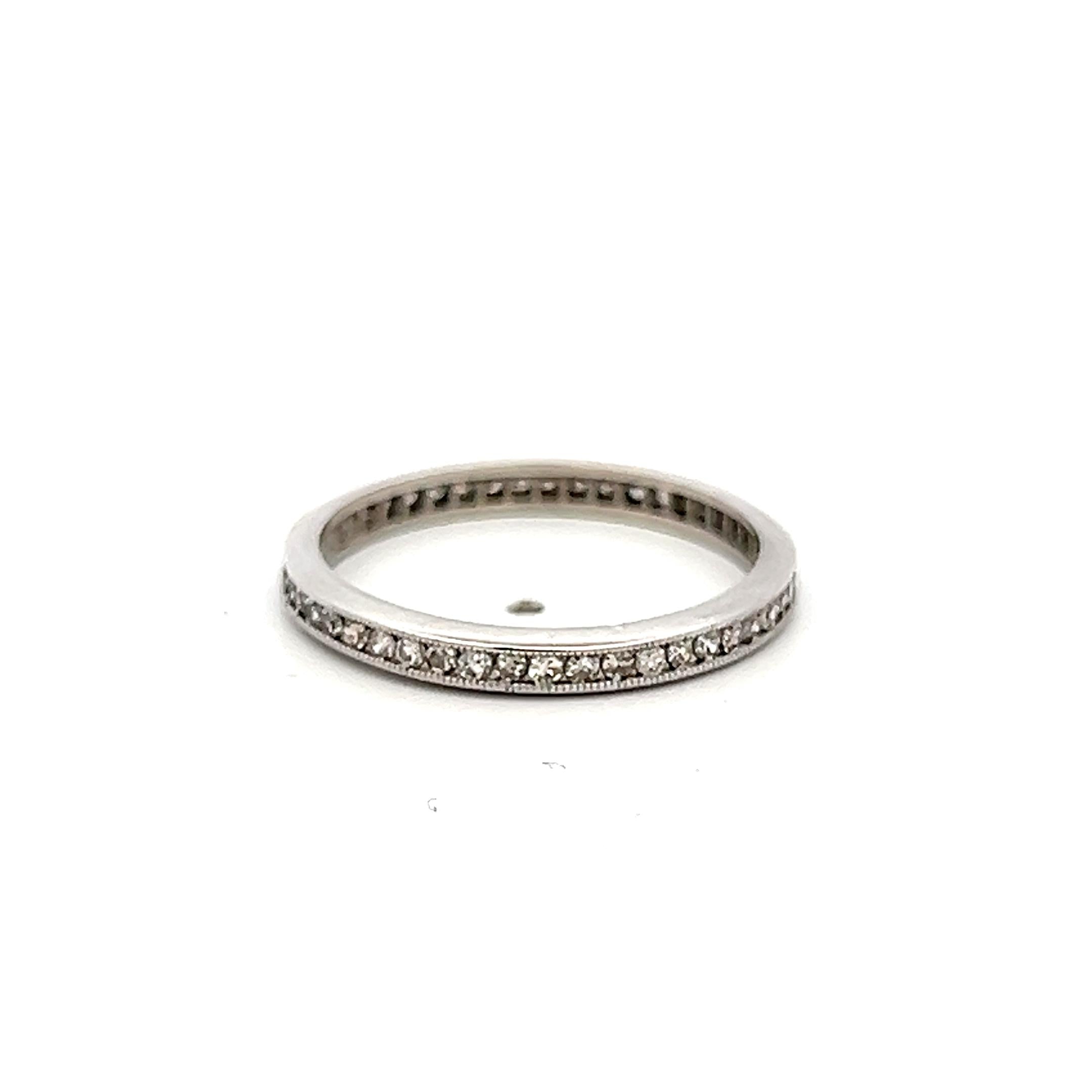 Vintage Platinum Eternity Band Ring with 0.36 Carat Round H-SI Diamonds Size 7