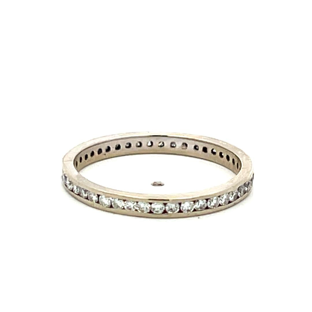 Platinum Eternity Band Ring with 0.72 Carat Round G VS Diamonds Size 8