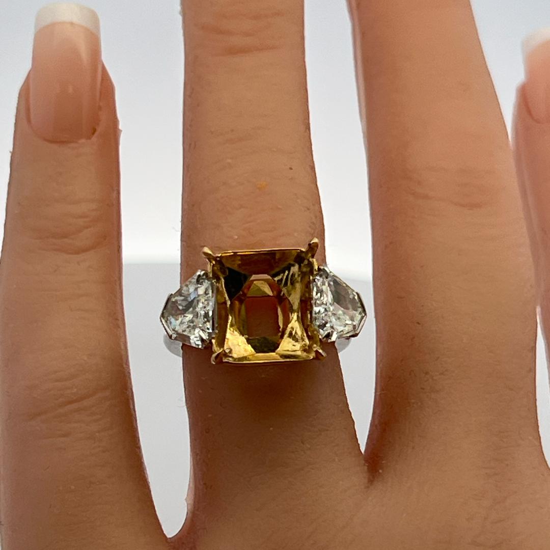 18K Two Tone Gold Semi Mount Ring with 2.5 Ct Diamonds Fits 10.09x11.05mm