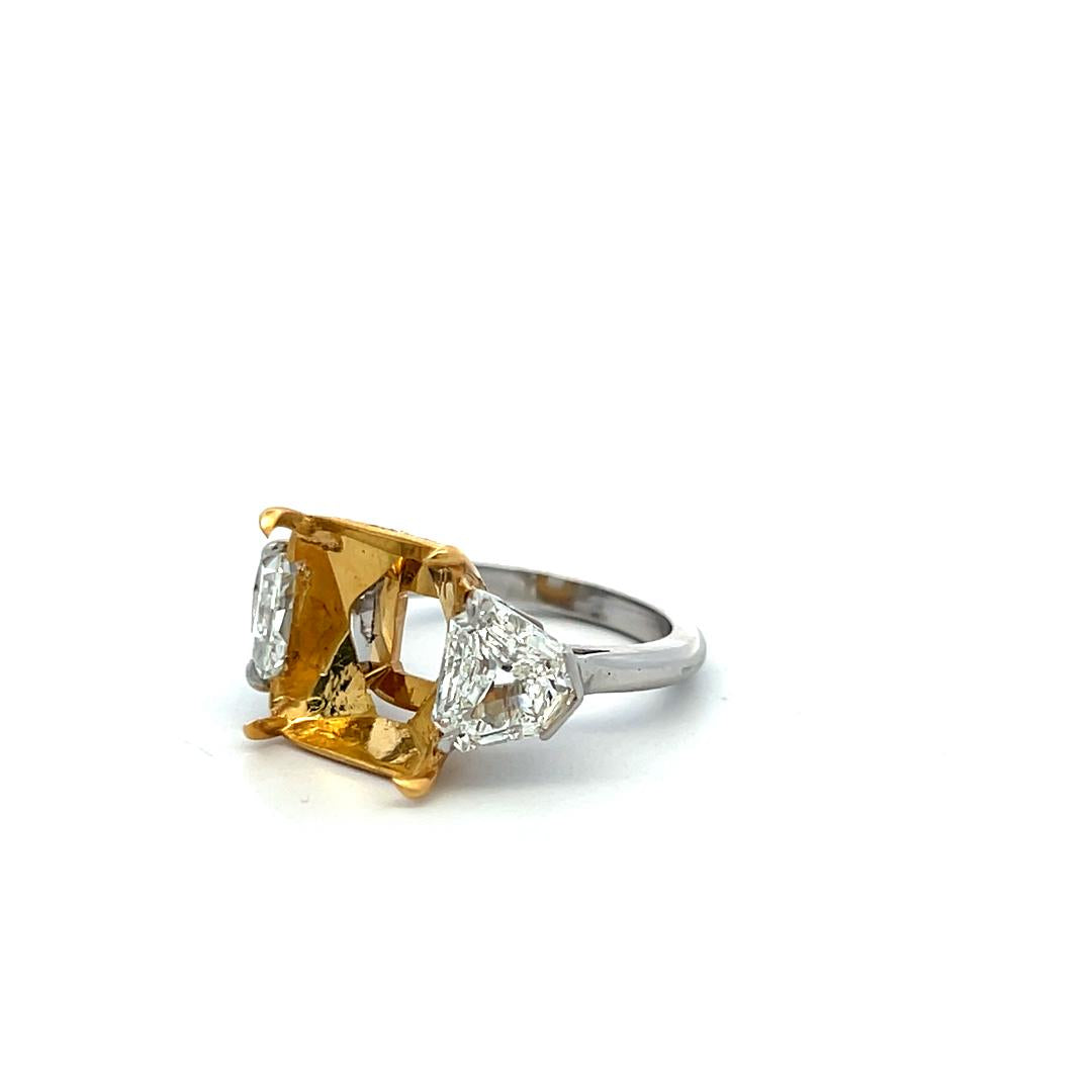18K Two Tone Gold Semi Mount Ring with 2.5 Ct Diamonds Fits 10.09x11.05mm
