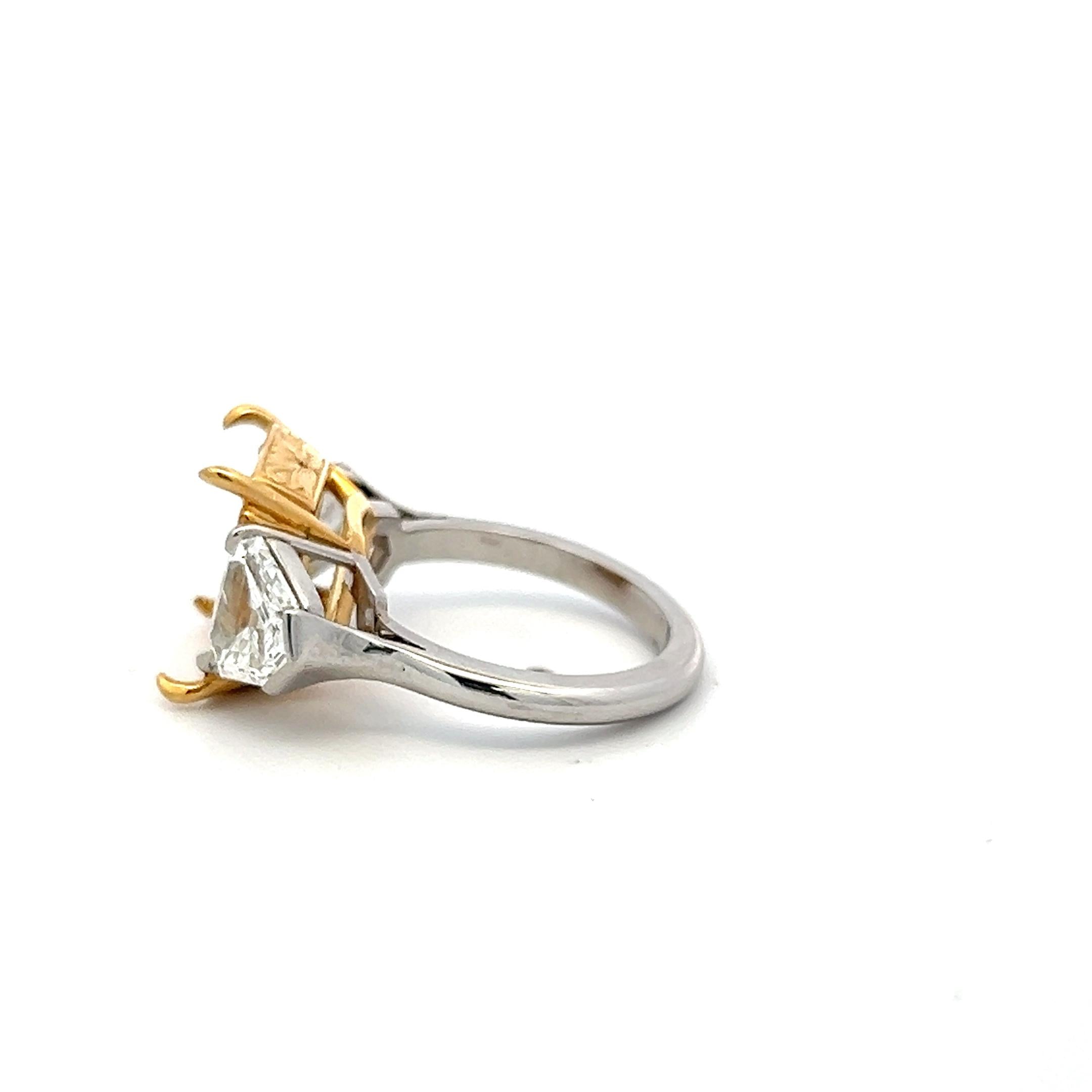18K Two Tone Gold Semi Mount Ring with 2.5 Ct Diamonds Fits 10.09x11.05mm