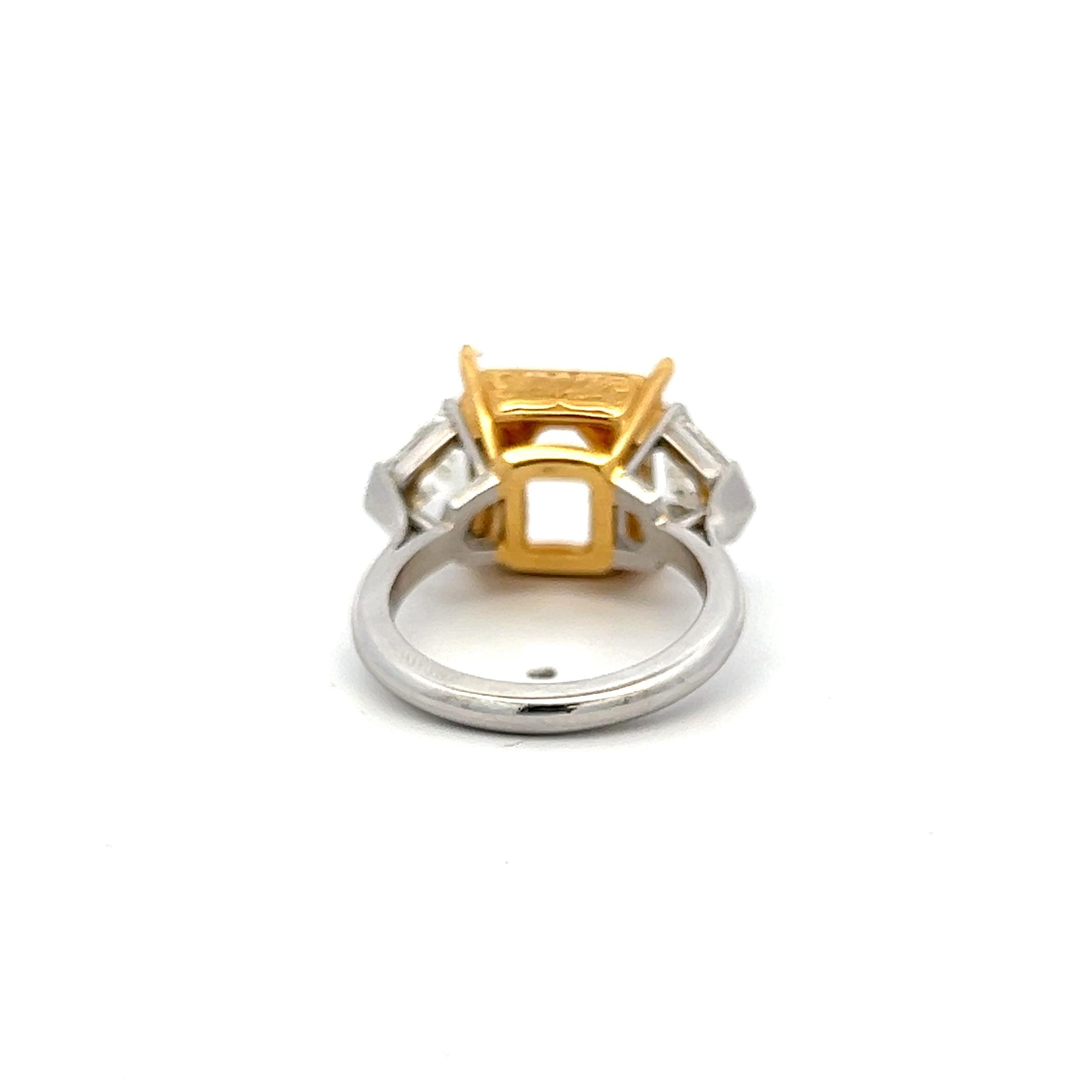 18K Two Tone Gold Semi Mount Ring with 2.5 Ct Diamonds Fits 10.09x11.05mm
