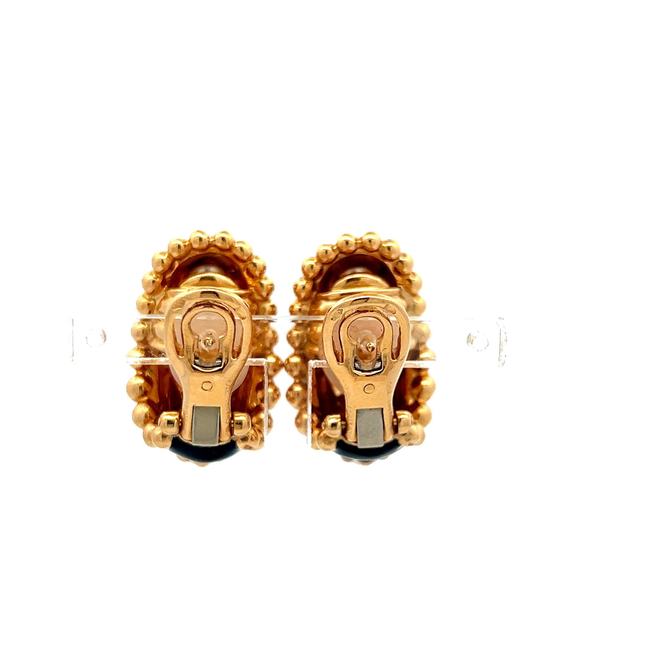 Chanel Vintage 18K Yellow Gold Clip-On Earrings with 4.75-6.35 MM Pearls