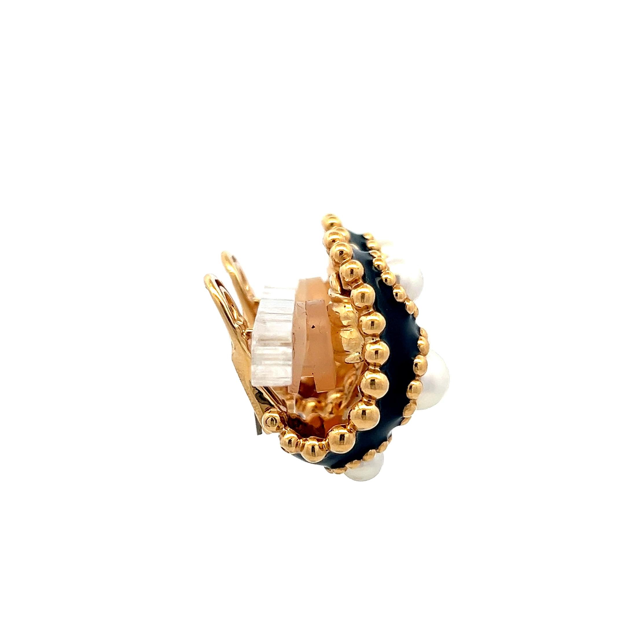 Chanel Vintage 18K Yellow Gold Clip-On Earrings with 4.75-6.35 MM Pearls
