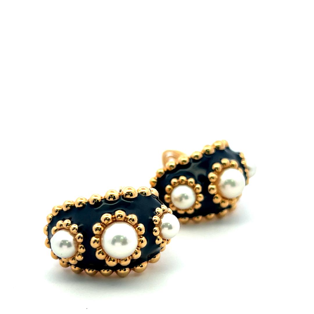 Chanel Vintage 18K Yellow Gold Clip-On Earrings with 4.75-6.35 MM Pearls