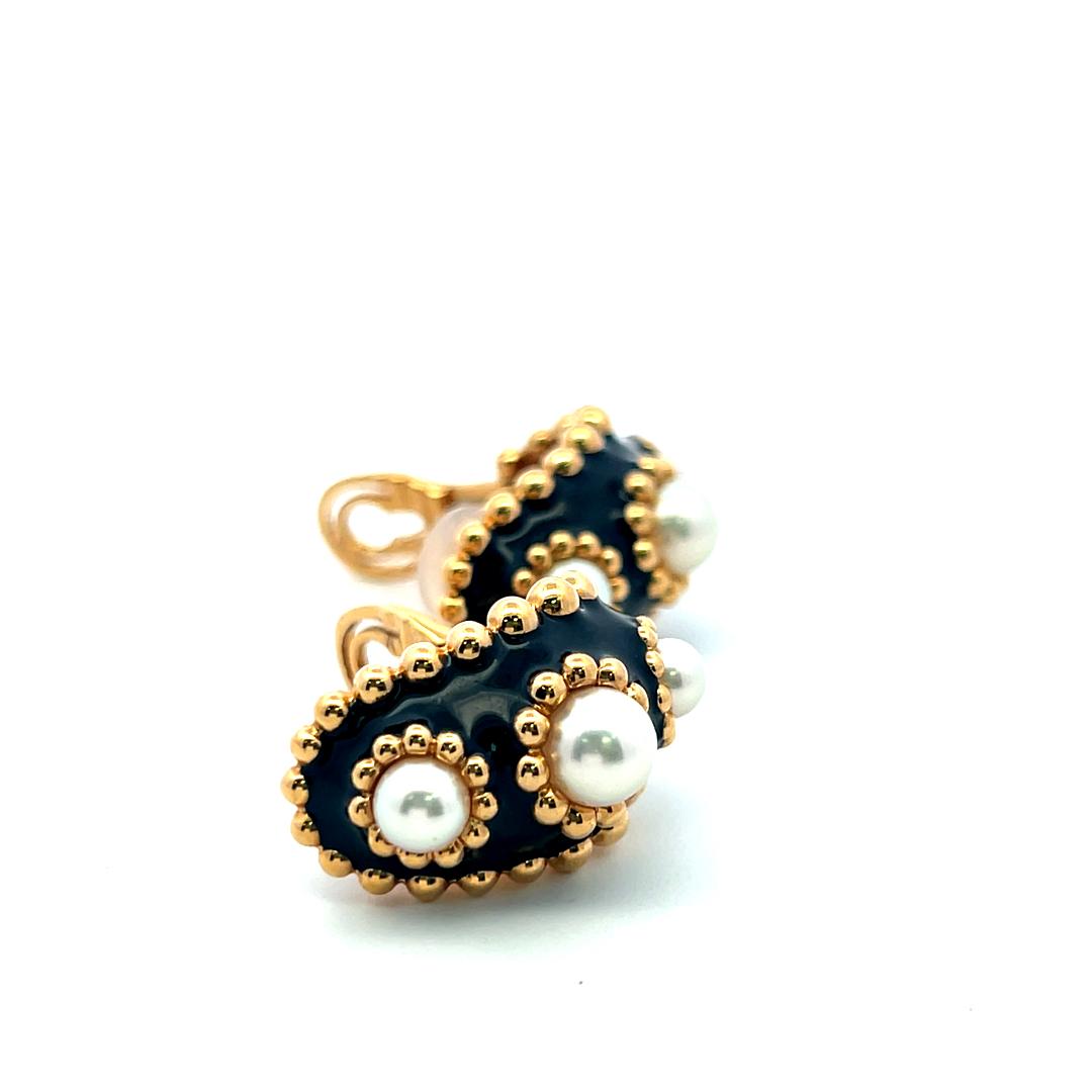 Chanel Vintage 18K Yellow Gold Clip-On Earrings with 4.75-6.35 MM Pearls
