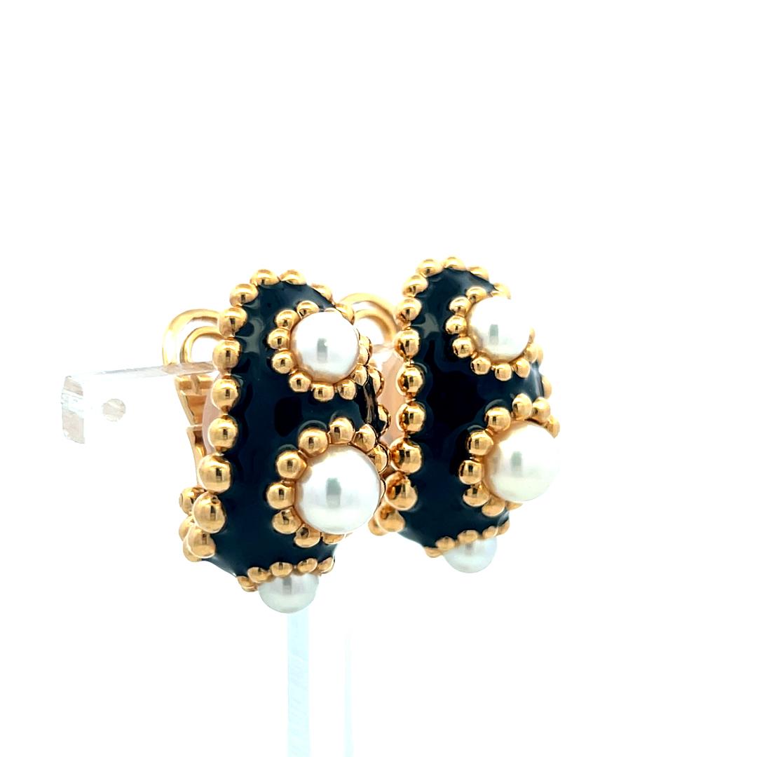 Chanel Vintage 18K Yellow Gold Clip-On Earrings with 4.75-6.35 MM Pearls