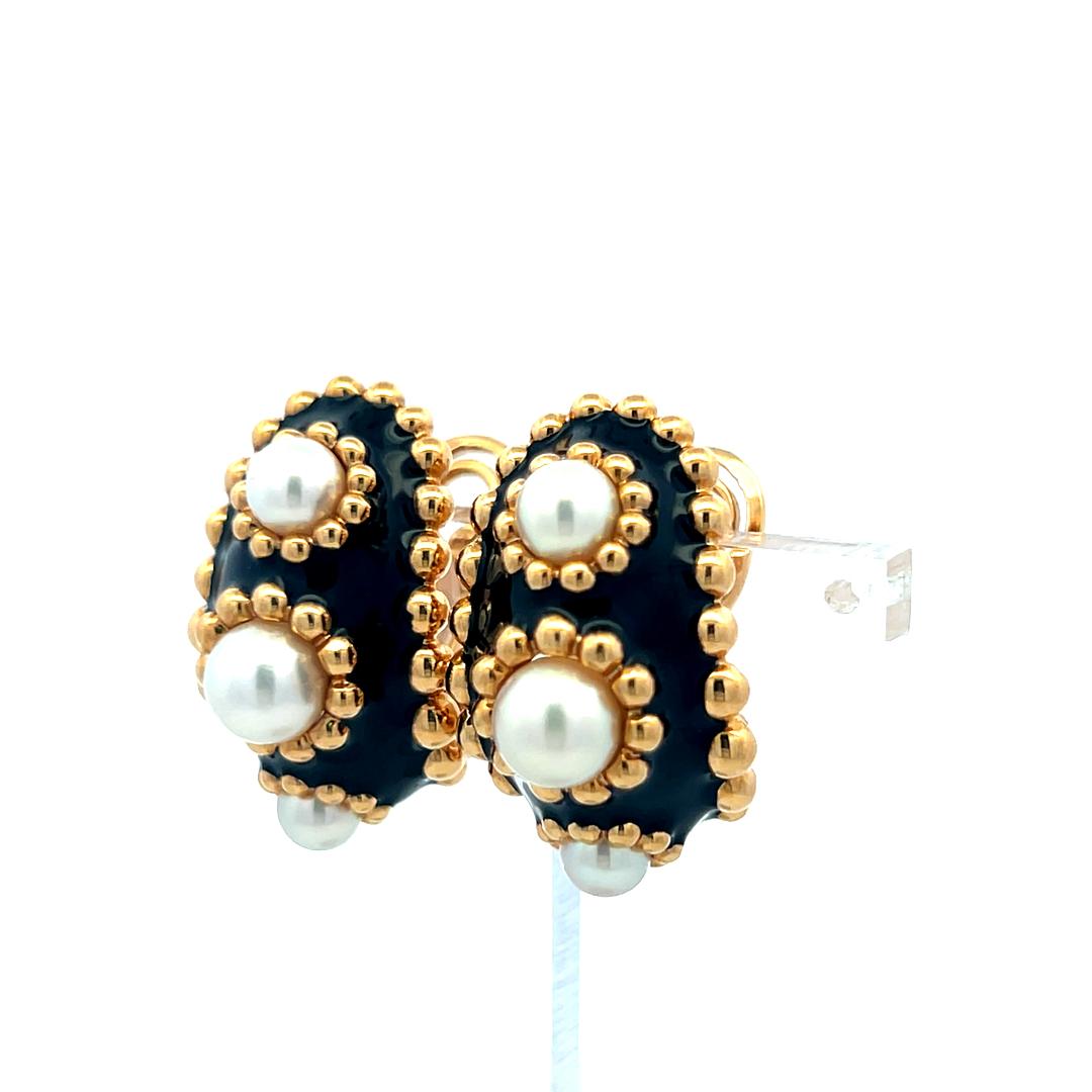 Chanel Vintage 18K Yellow Gold Clip-On Earrings with 4.75-6.35 MM Pearls