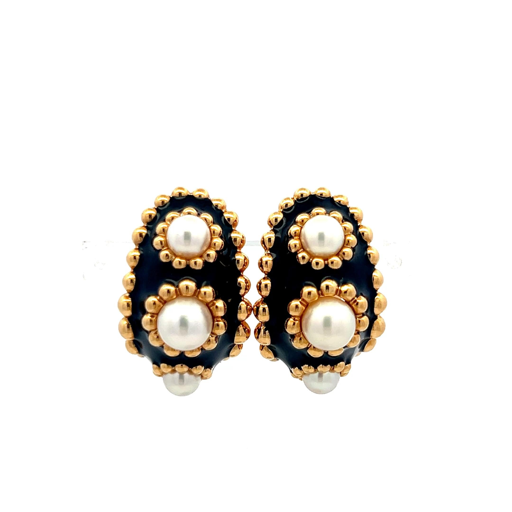 Chanel Vintage 18K Yellow Gold Clip-On Earrings with 4.75-6.35 MM Pearls