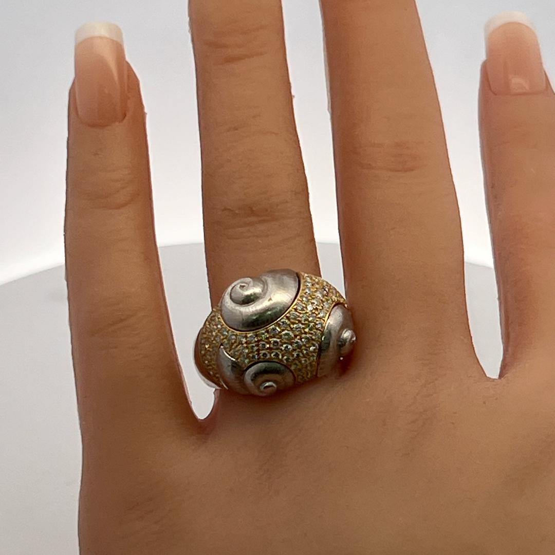 Fochtmann Vintage 18K Two Tone Gold Cocktail Ring with 0.4 Carat Round Diamond