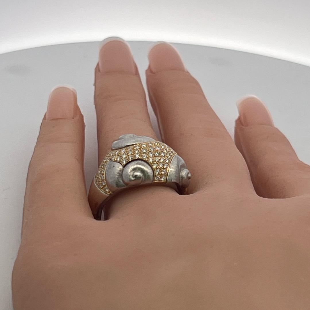 Fochtmann Vintage 18K Two Tone Gold Cocktail Ring with 0.4 Carat Round Diamond