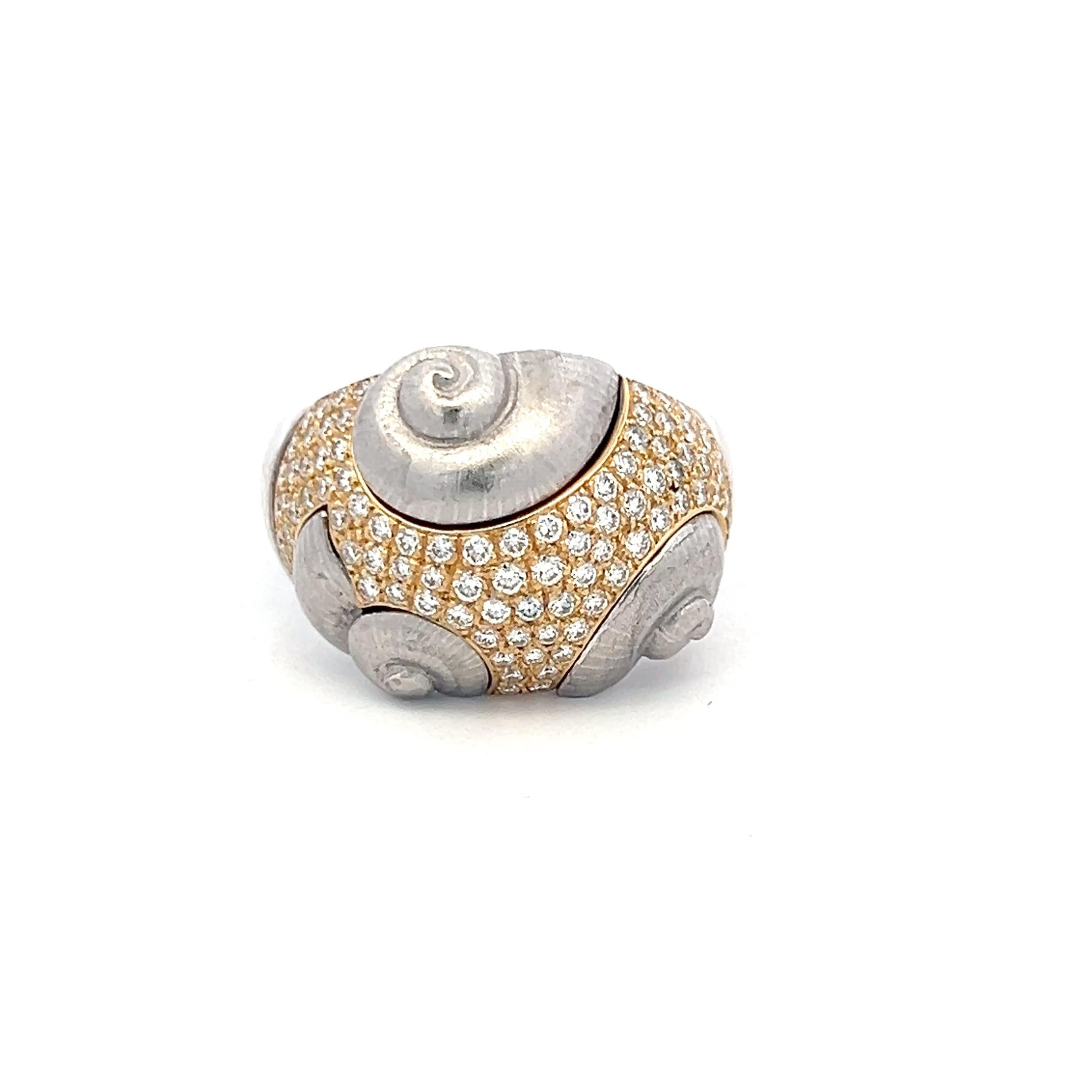 Fochtmann Vintage 18K Two Tone Gold Cocktail Ring with 0.4 Carat Round Diamond