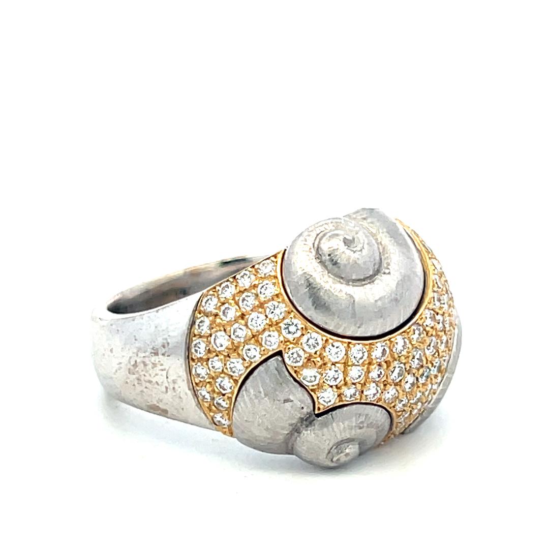 Fochtmann Vintage 18K Two Tone Gold Cocktail Ring with 0.4 Carat Round Diamond