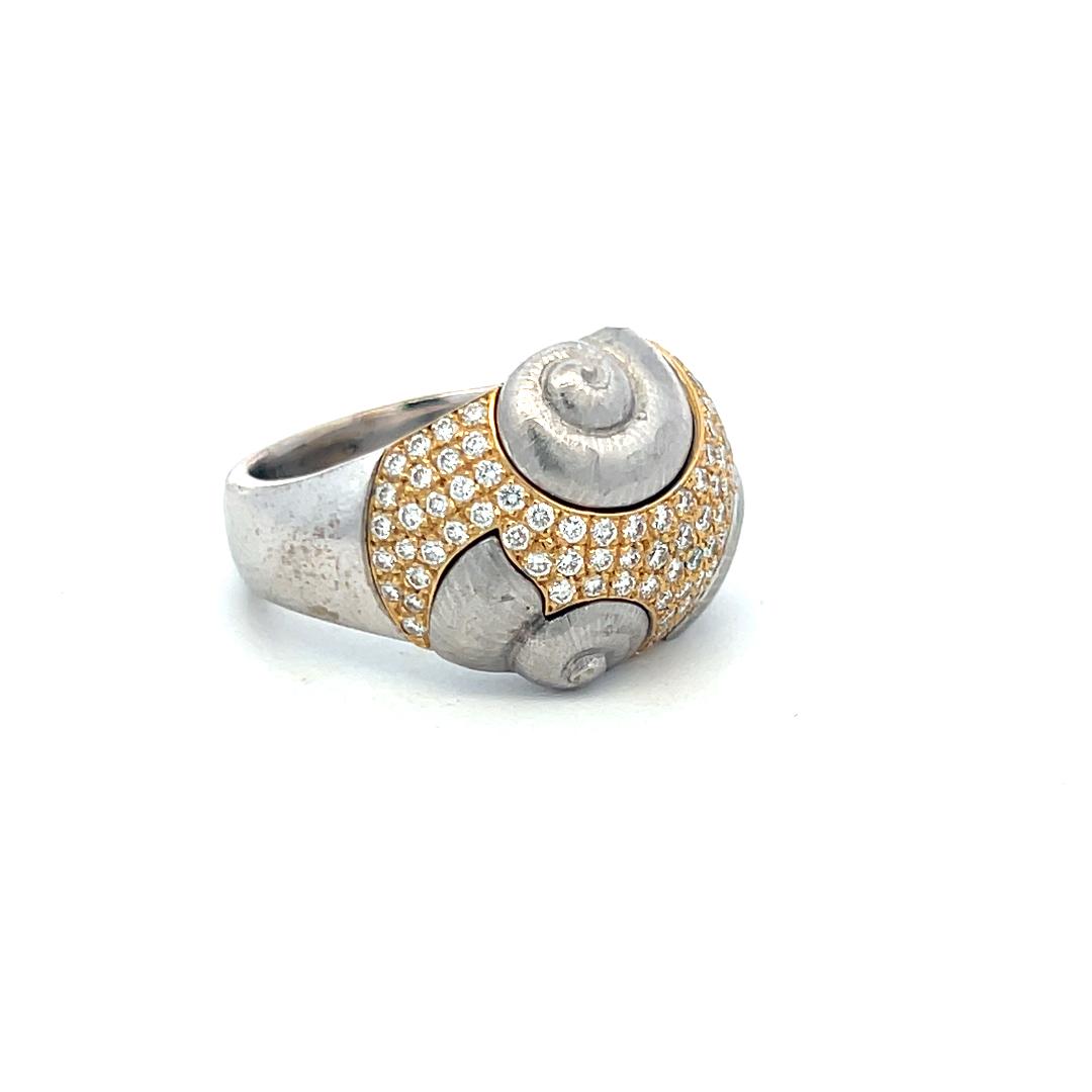 Fochtmann Vintage 18K Two Tone Gold Cocktail Ring with 0.4 Carat Round Diamond