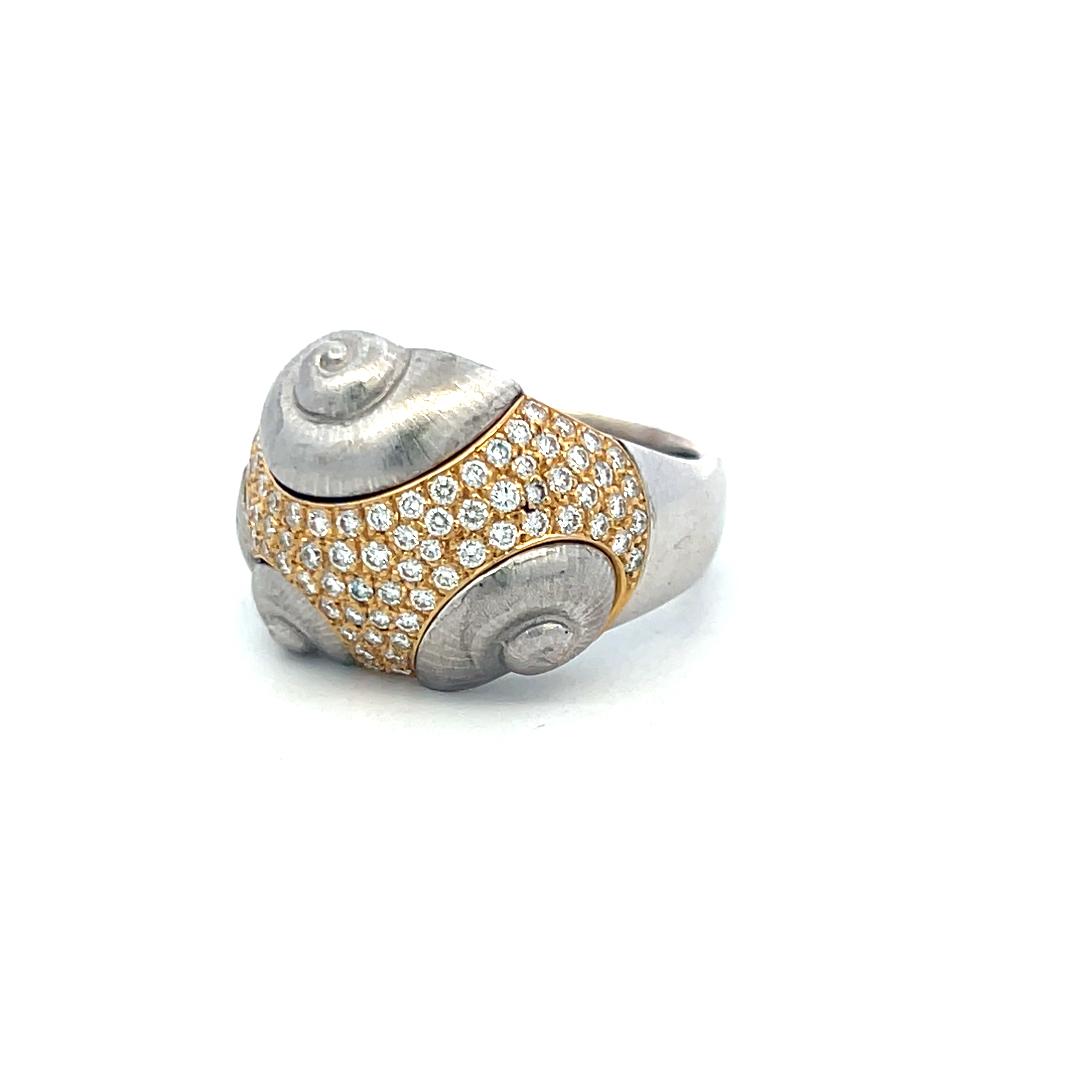 Fochtmann Vintage 18K Two Tone Gold Cocktail Ring with 0.4 Carat Round Diamond