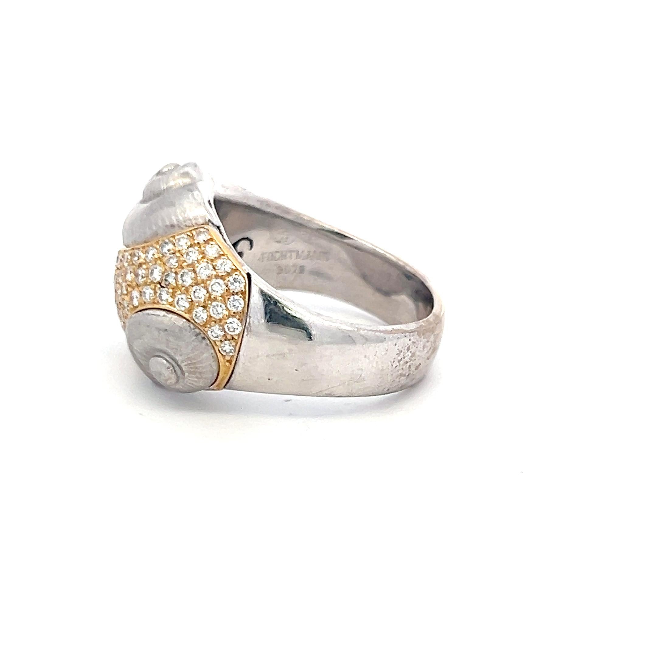 Fochtmann Vintage 18K Two Tone Gold Cocktail Ring with 0.4 Carat Round Diamond