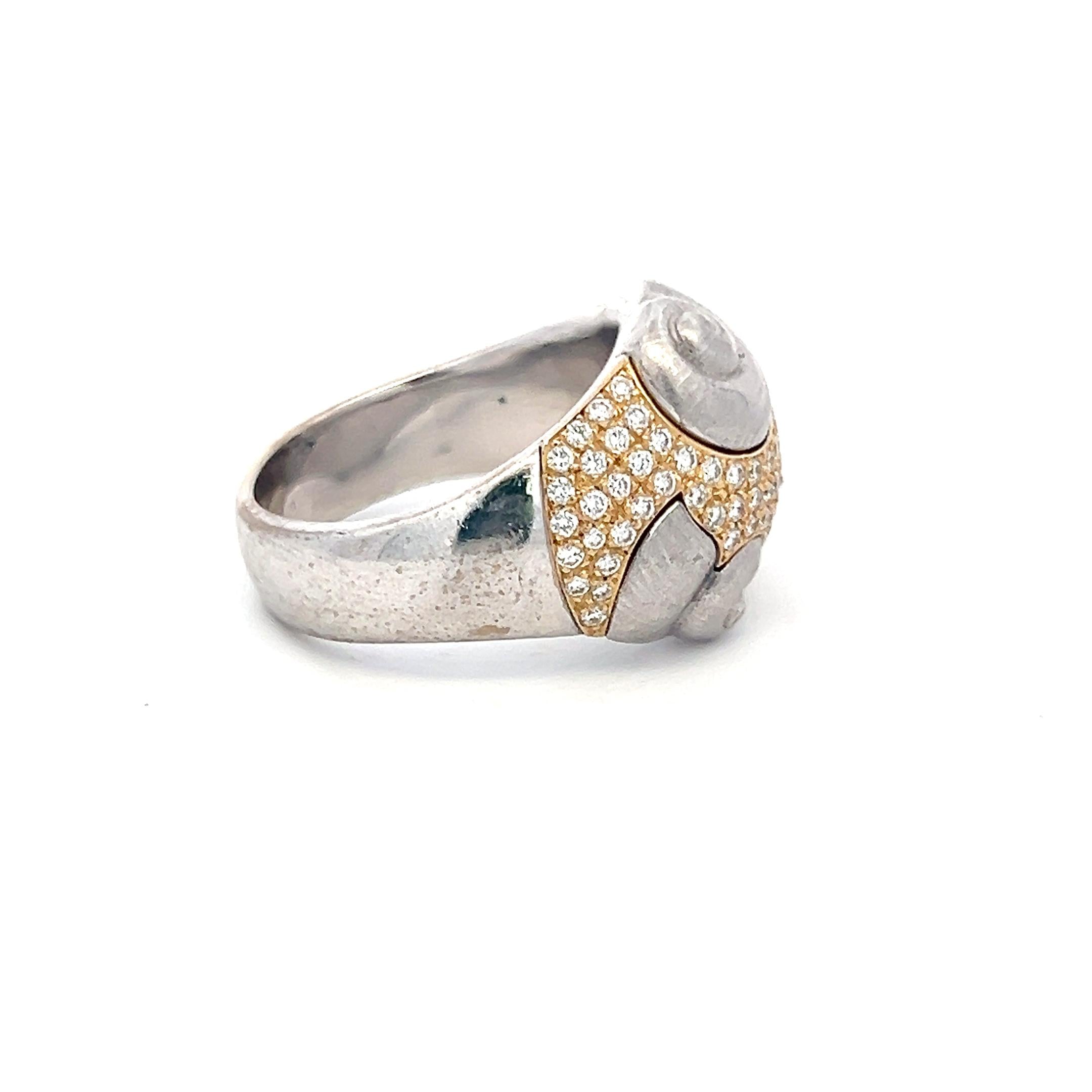 Fochtmann Vintage 18K Two Tone Gold Cocktail Ring with 0.4 Carat Round Diamond
