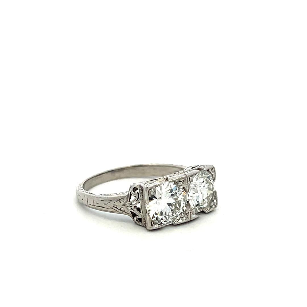 Platinum Two-Stone Ring with 1.74 Ct Circular Brilliant Diamonds Size 4.75 GIA