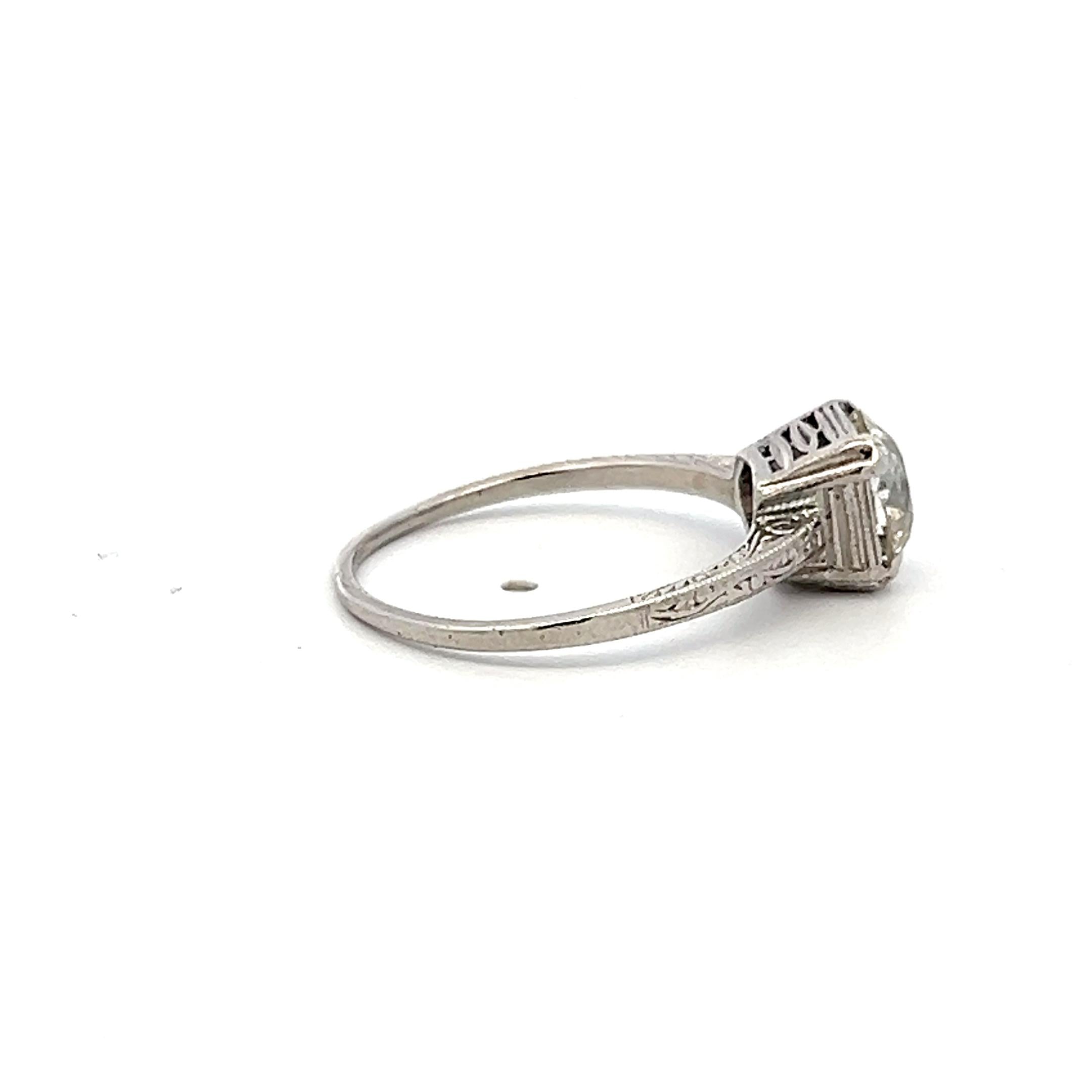 Platinum Engagement Ring with 1.57 Ct Old European Cut Diamonds Size 7 LI-1 GIA