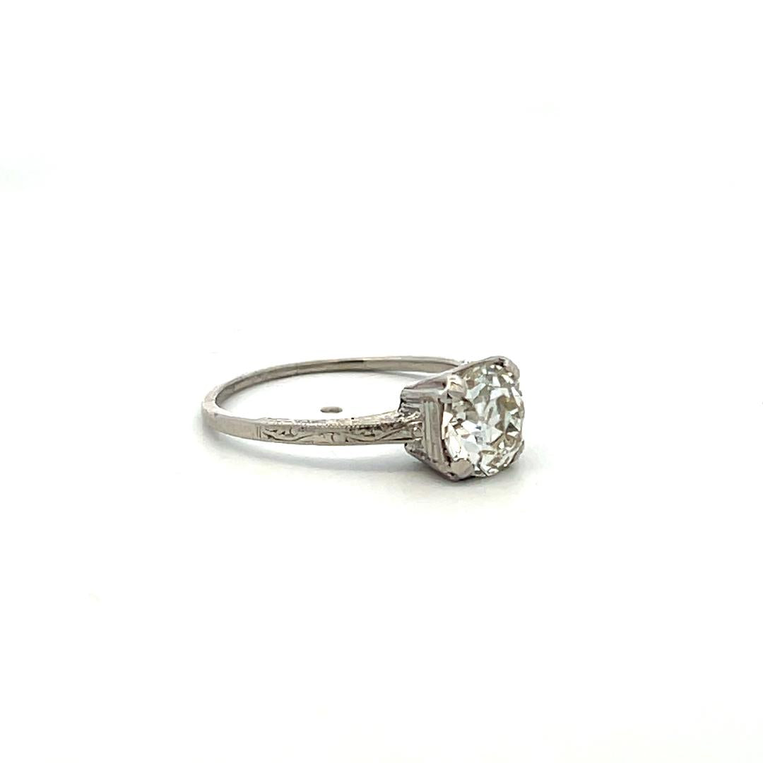 Platinum Engagement Ring with 1.57 Ct Old European Cut Diamonds Size 7 LI-1 GIA