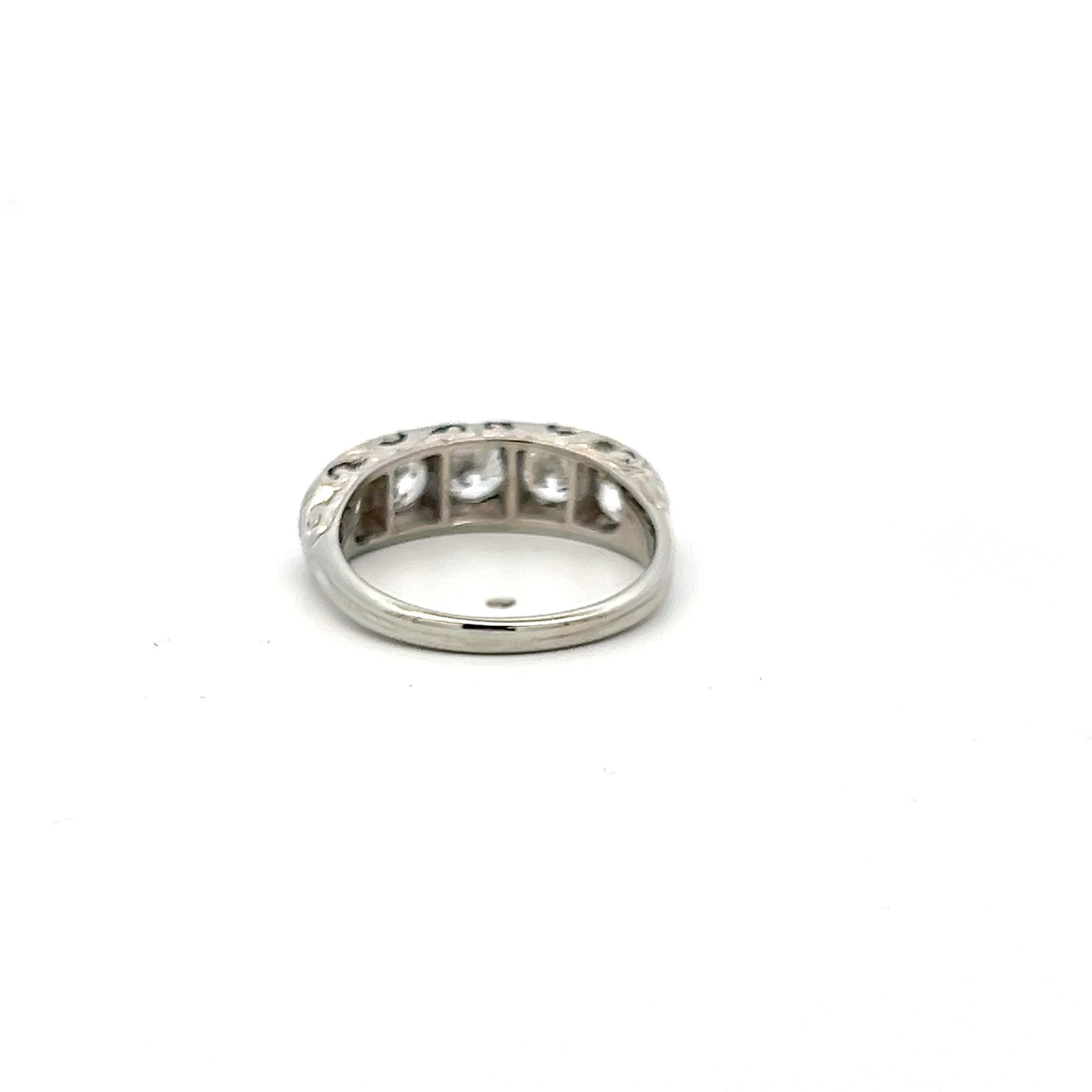 Platinum Band Ring with 1.55 Carat Old European Cut I-SI1 Diamonds Size 6