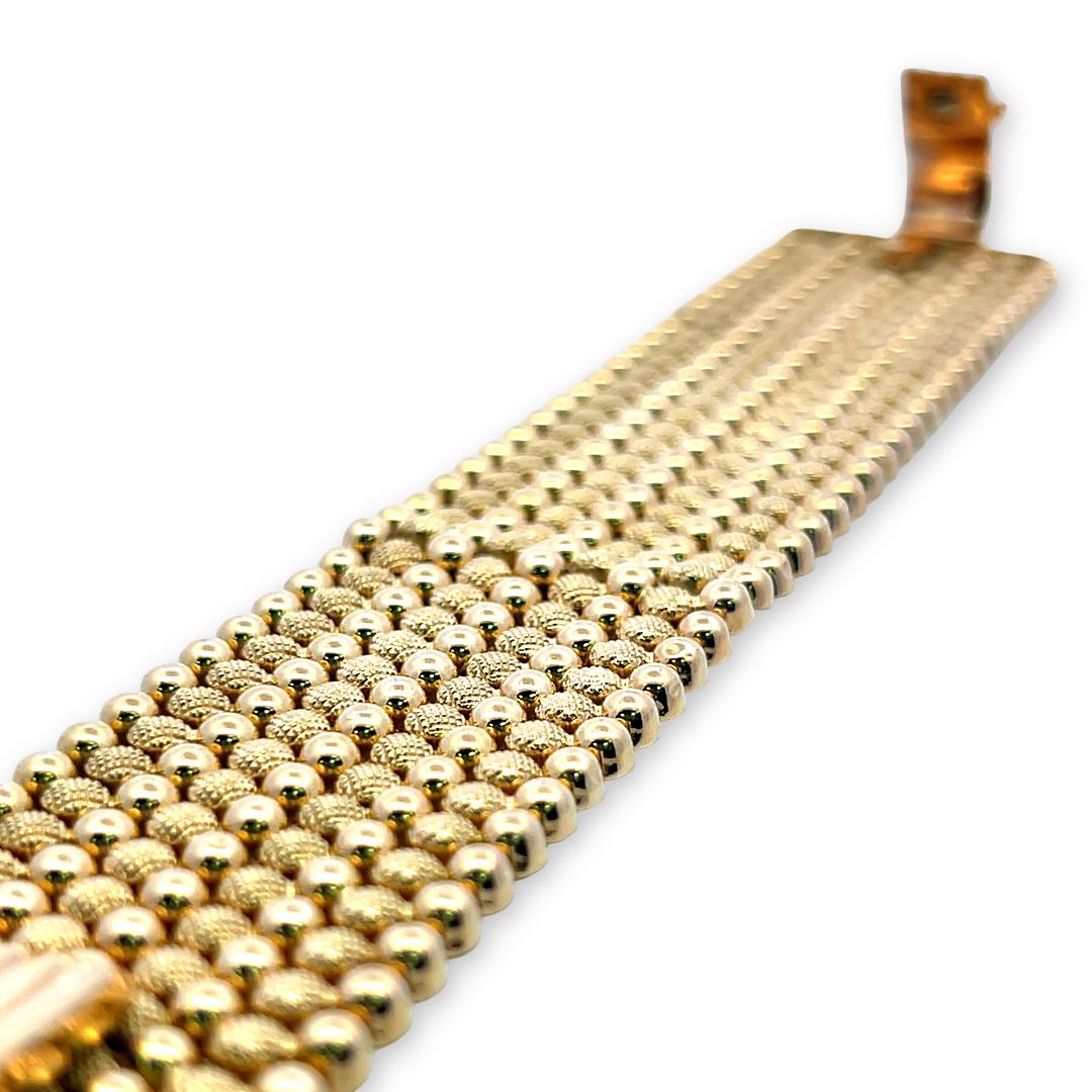 Vintage 18K Yellow Gold Wide Bead-Link Bracelet 68.7 Grams