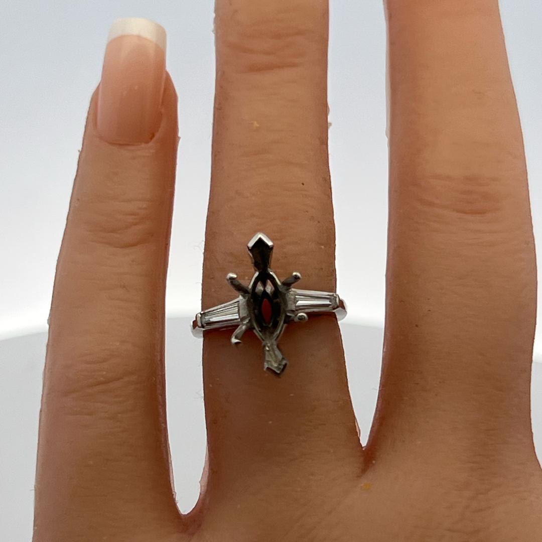 Platinum Semi Mount Ring with 0.25ct Tapered Baguette Diamonds Fit 13.28x7.60MM
