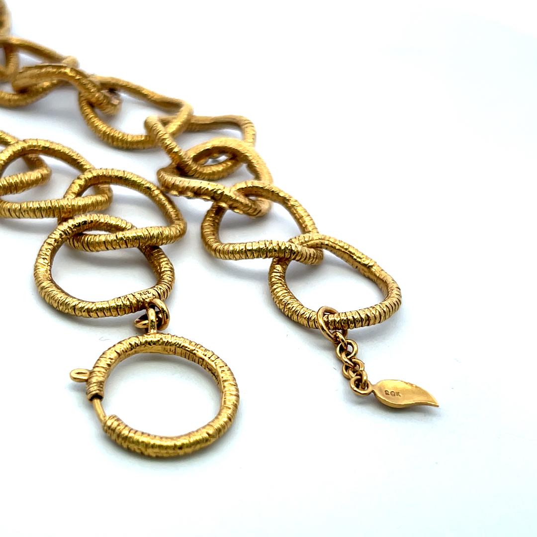 Vintage 20K Yellow Gold Link Necklace with 2.5 Carat Round I SI Diamonds
