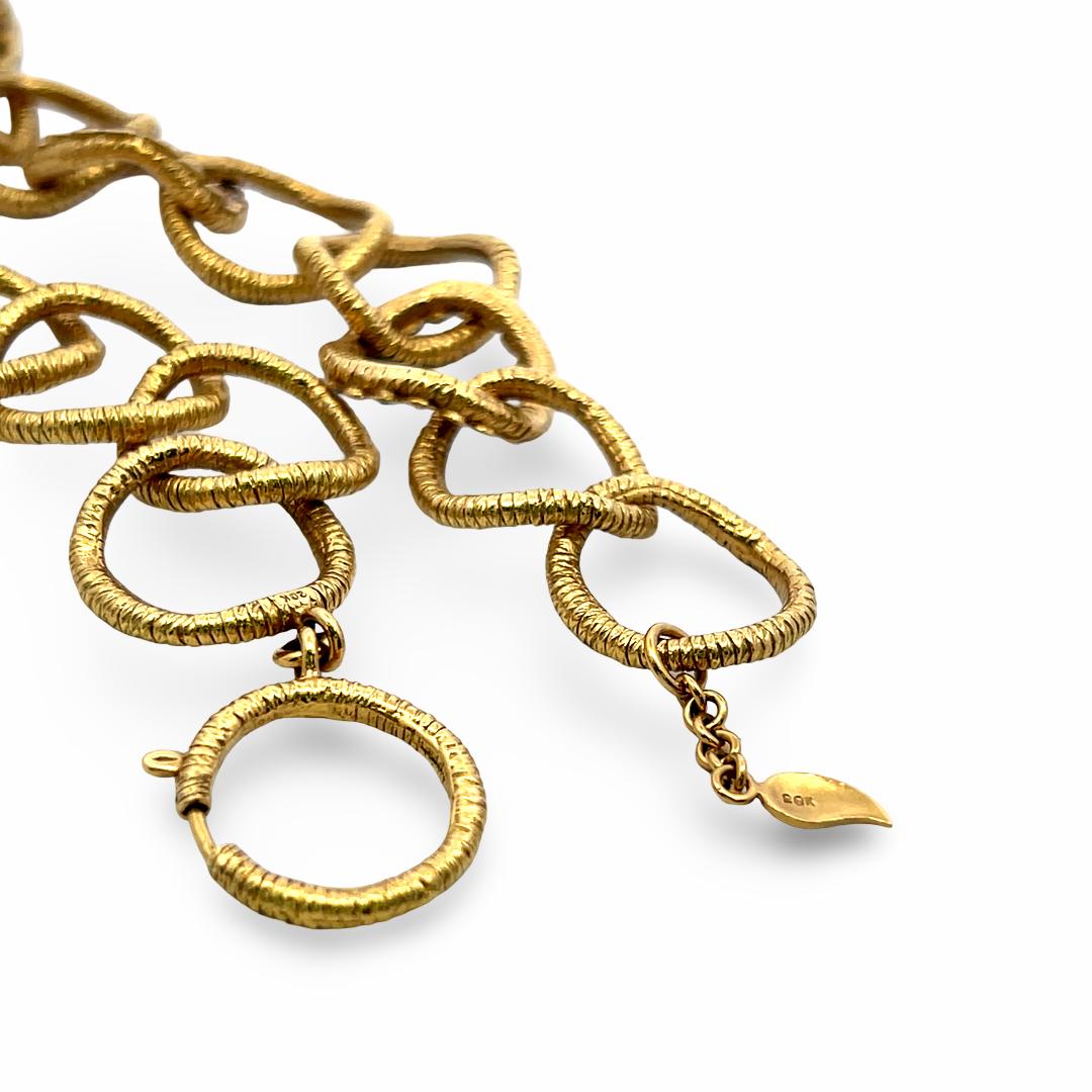 Vintage 20K Yellow Gold Link Necklace with 2.5 Carat Round I SI Diamonds 18.5 In