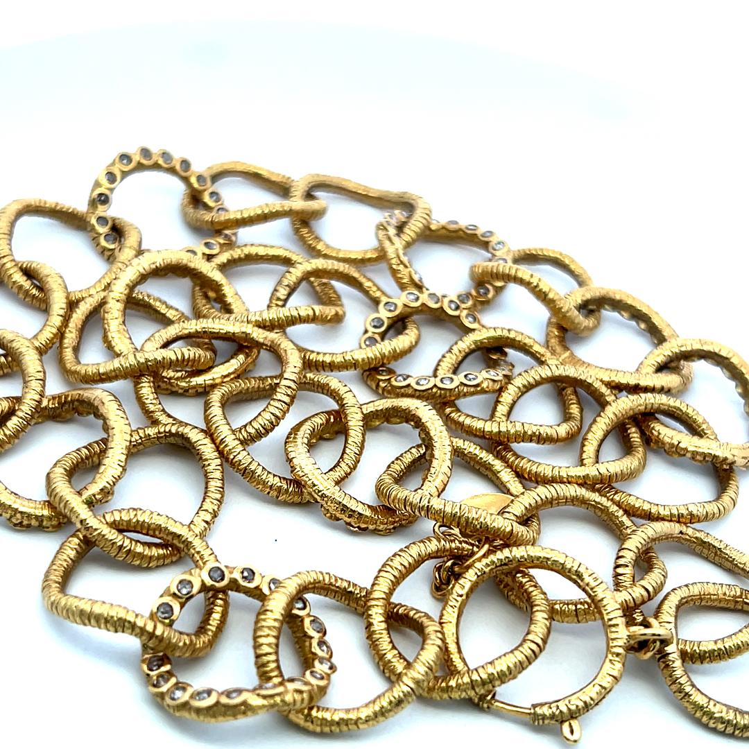 Vintage 20K Yellow Gold Link Necklace with 2.5 Carat Round I SI Diamonds