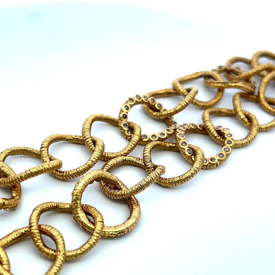 Vintage 20K Yellow Gold Link Necklace with 2.5 Carat Round I SI Diamonds