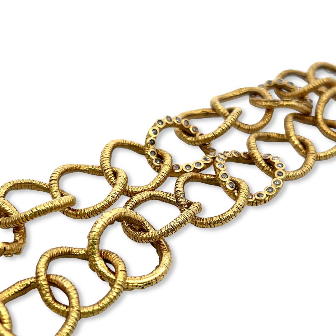Vintage 20K Yellow Gold Link Necklace with 2.5 Carat Round I SI Diamonds 18.5 In