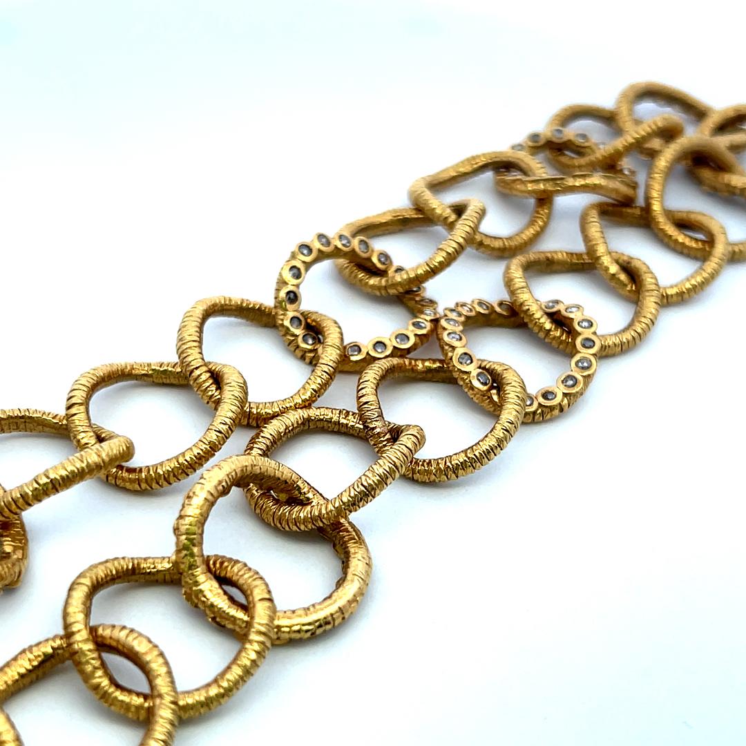 Vintage 20K Yellow Gold Link Necklace with 2.5 Carat Round I SI Diamonds