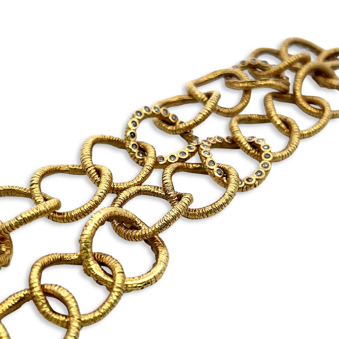 Vintage 20K Yellow Gold Link Necklace with 2.5 Carat Round I SI Diamonds 18.5 In