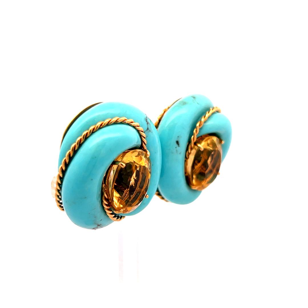 Valentin Magro 18K Yellow Gold Clip-On Earrings with 15.x11.9 MM Citrine