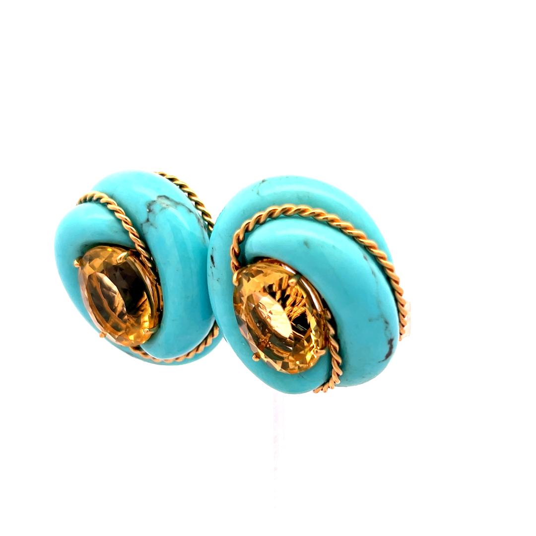 Valentin Magro 18K Yellow Gold Clip-On Earrings with 15.x11.9 MM Citrine