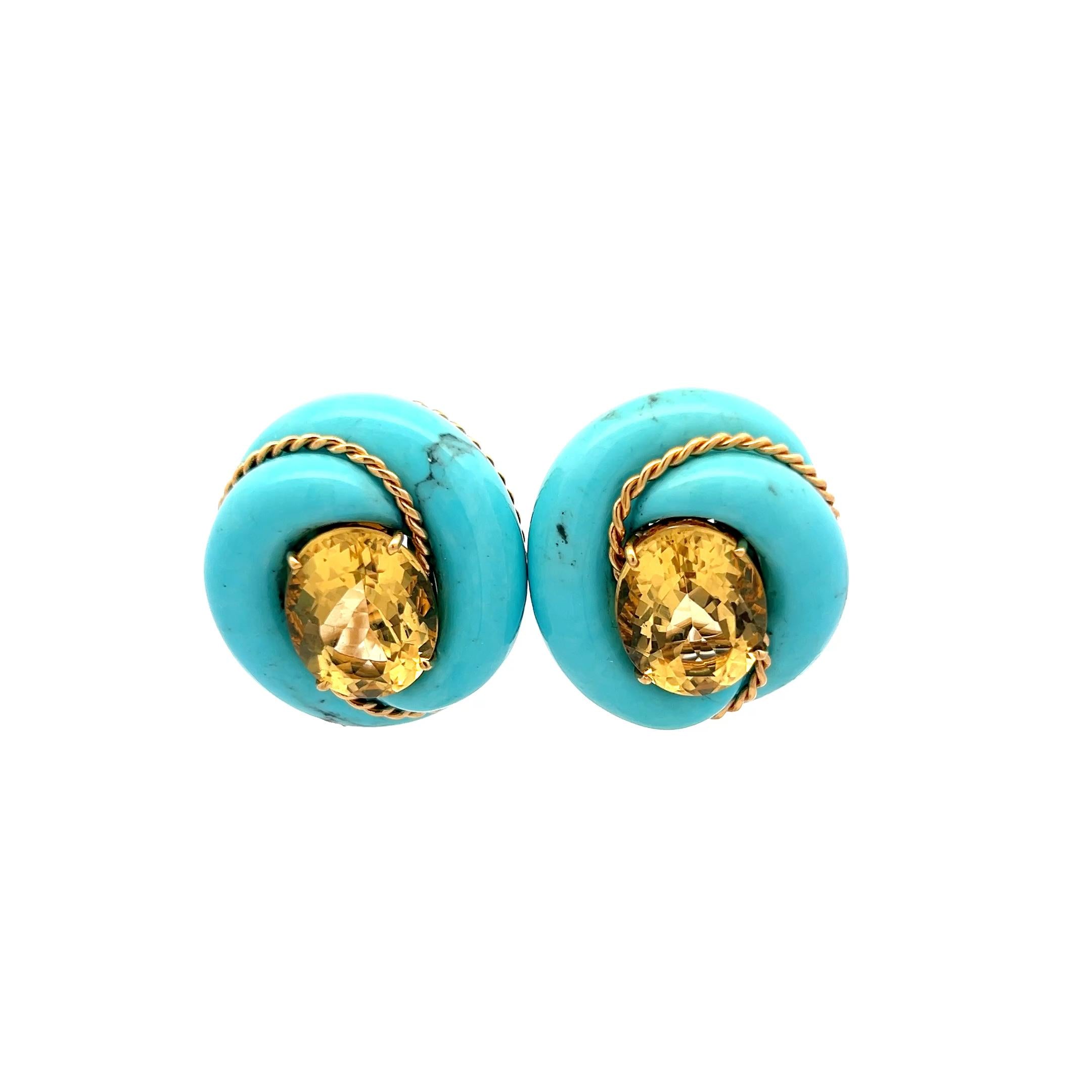Valentin Magro 18K Yellow Gold Clip-On Earrings with 15.x11.9 MM Citrine