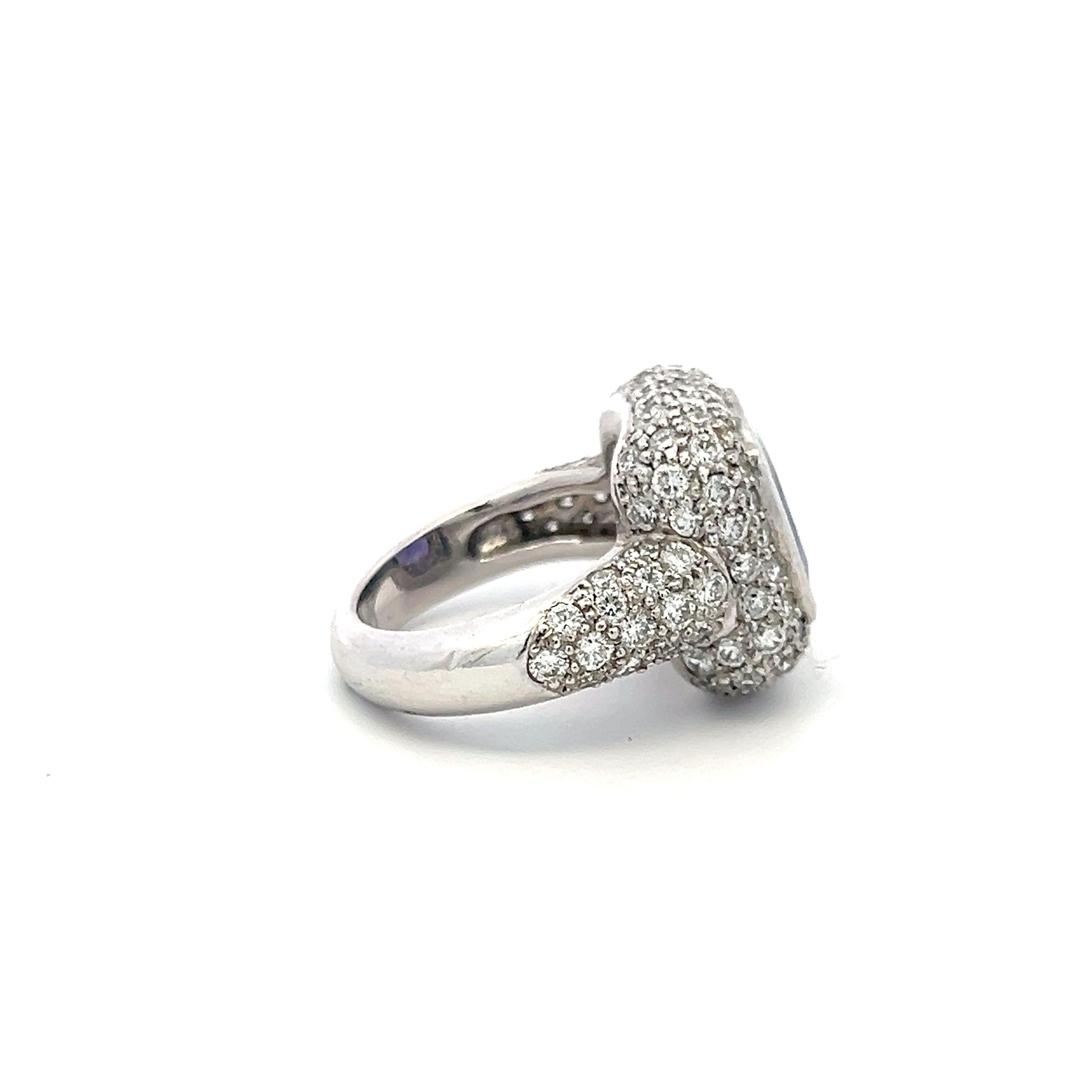 18K White Gold Cocktail Ring with 7 Carat Tanzanite 3.5 Carat Diamonds Size 6.5
