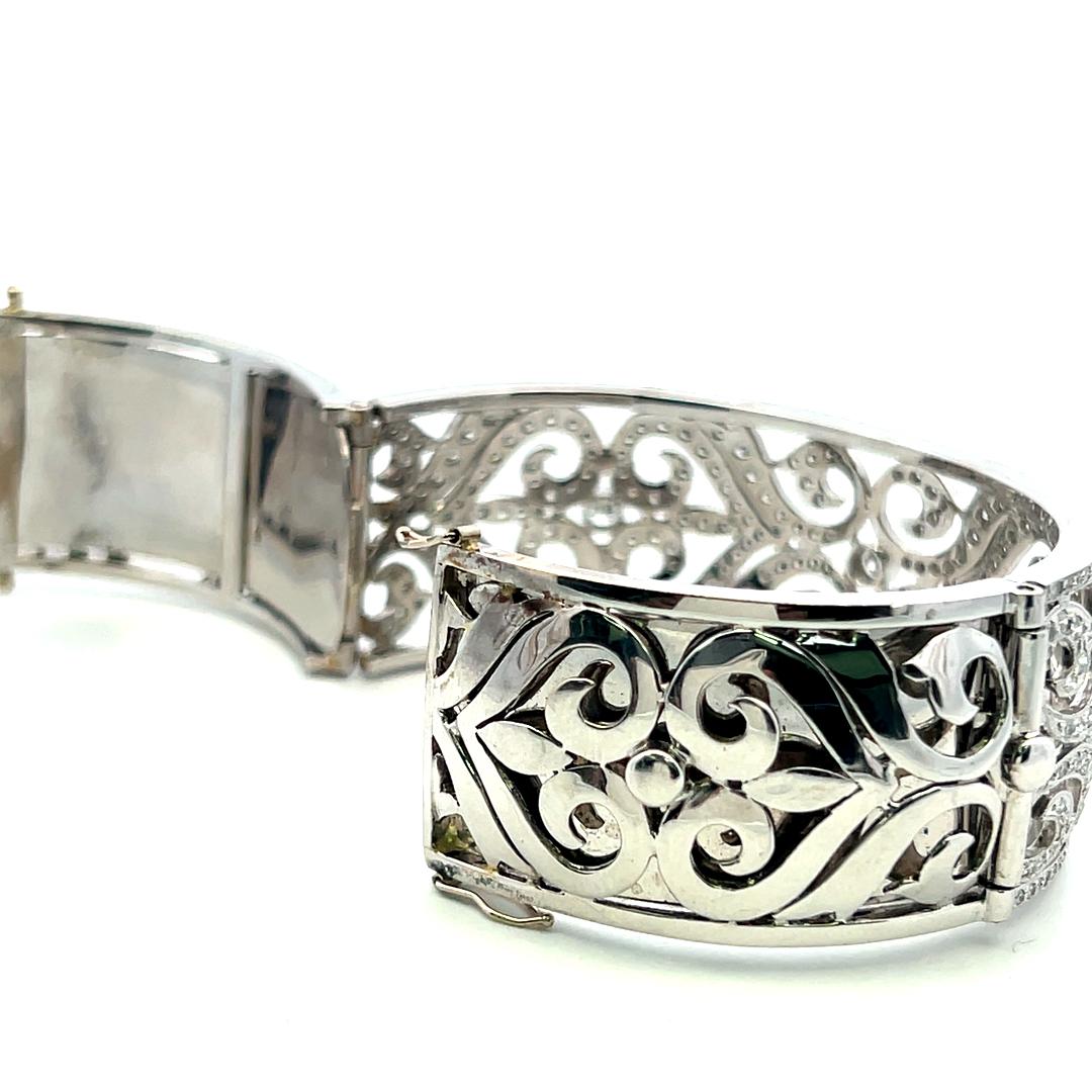 Estate 18K White Gold Bangle Bracelet with 5 Carat Round Diamonds
