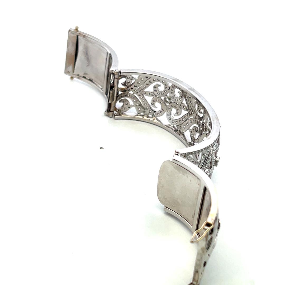 Estate 18K White Gold Bangle Bracelet with 5 Carat Round Diamonds