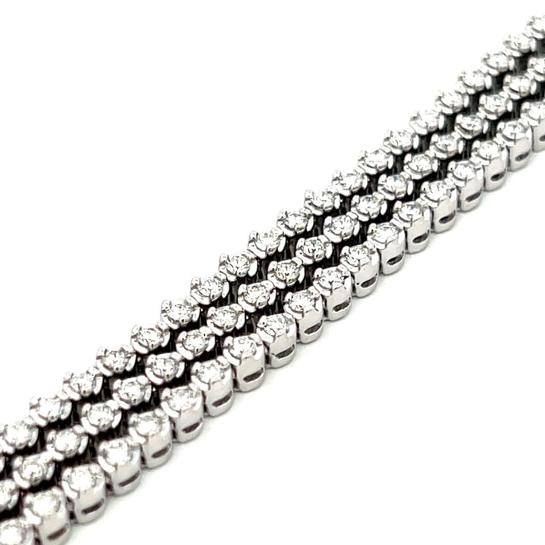 Vintage 14K White Gold Link Bracelet with 3 Carat Round H SI Diamonds
