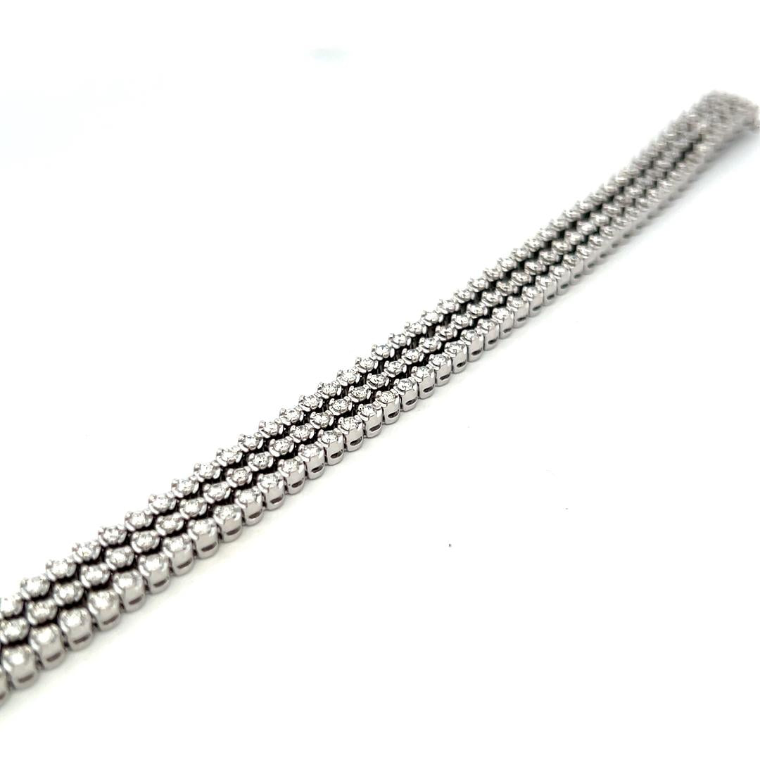 Vintage 14K White Gold Link Bracelet with 3 Carat Round H SI Diamonds