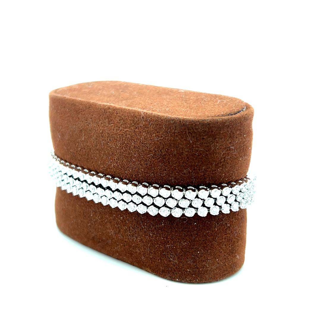 Vintage 14K White Gold Link Bracelet with 3 Carat Round H SI Diamonds