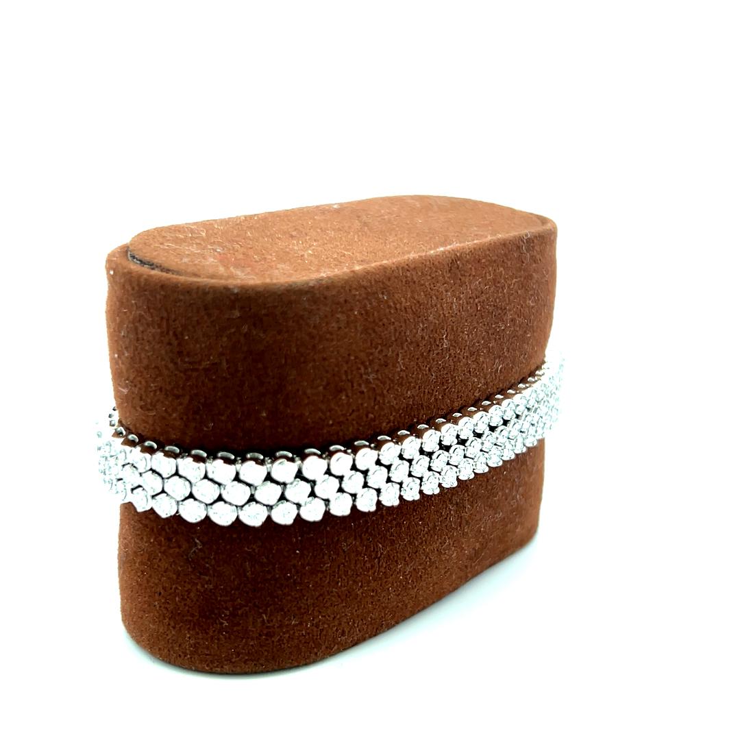 Vintage 14K White Gold Link Bracelet with 3 Carat Round H SI Diamonds