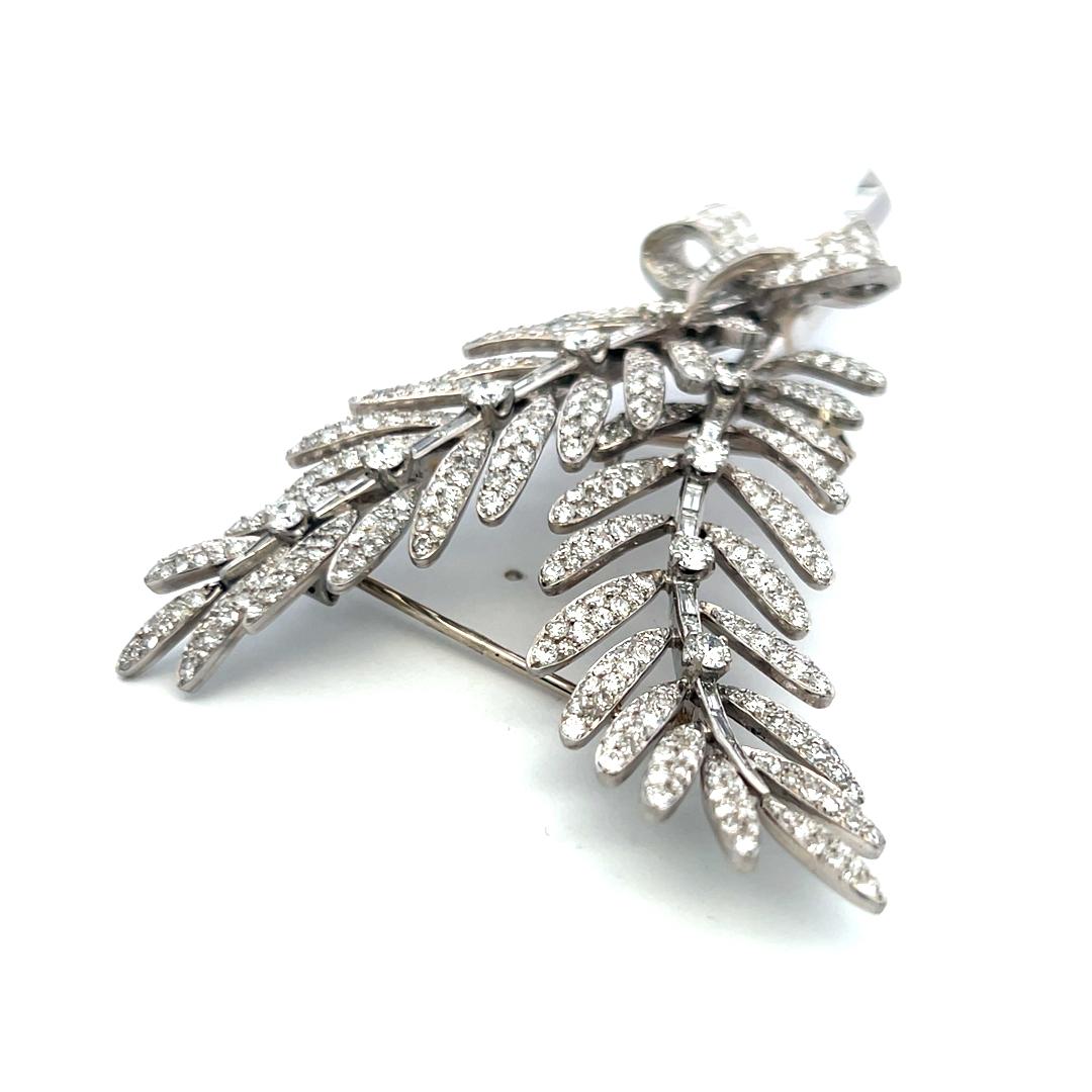 Vintage Platinum Pin Brooch with 12.05 Carat Round and Tapered Baguette Diamonds