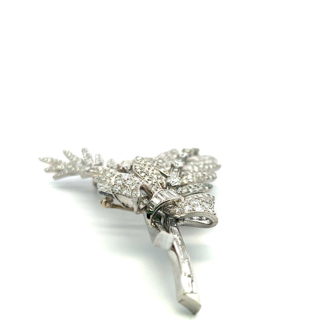 Vintage Platinum Pin Brooch with 12.05 Carat Round and Tapered Baguette Diamonds
