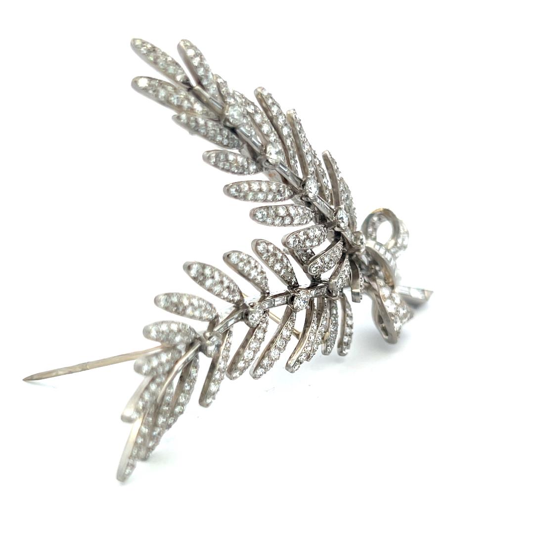 Vintage Platinum Pin Brooch with 12.05 Carat Round and Tapered Baguette Diamonds