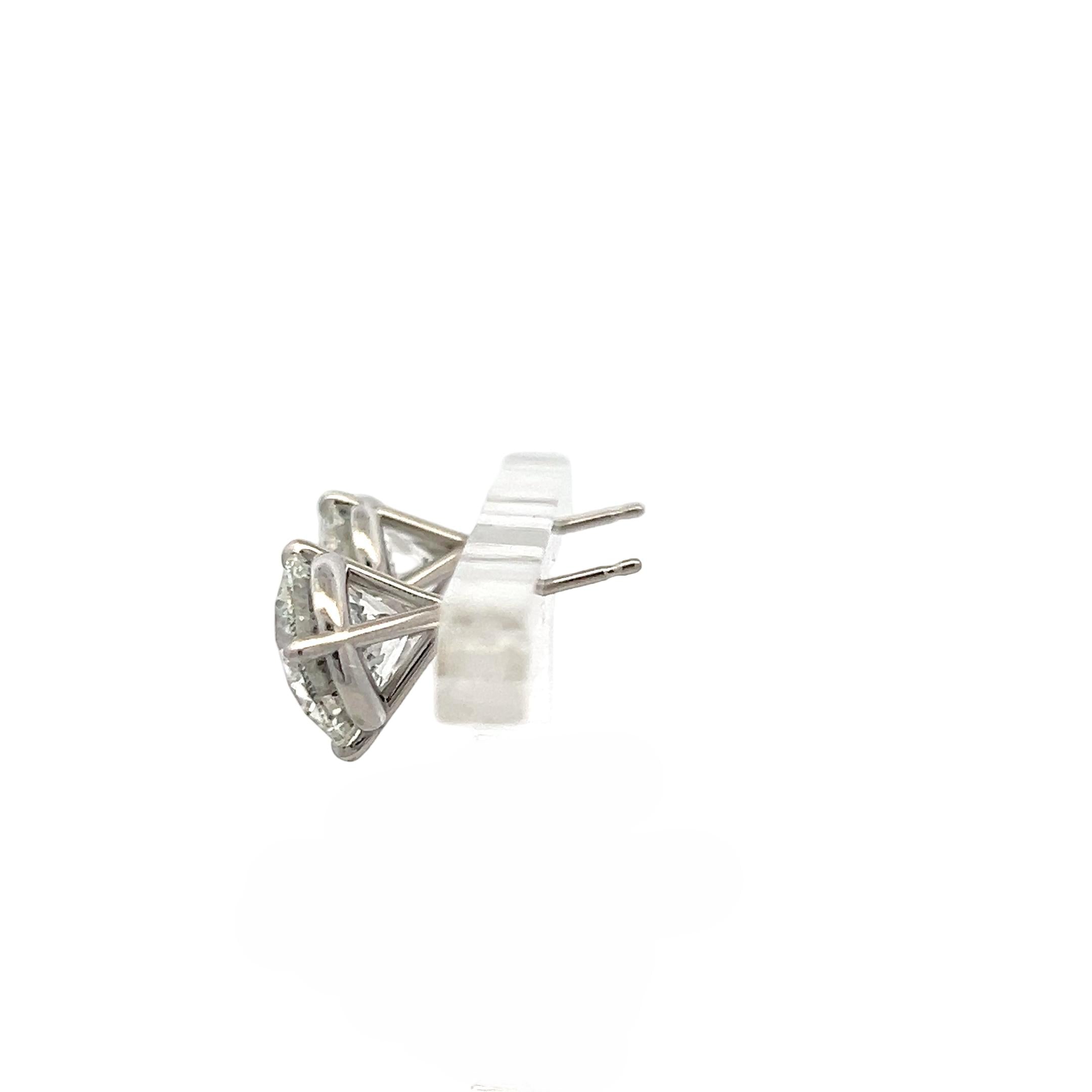 14 Karat White Gold Stud Earrings with 6.7 Carat Round Diamonds GIA  H-I SI2